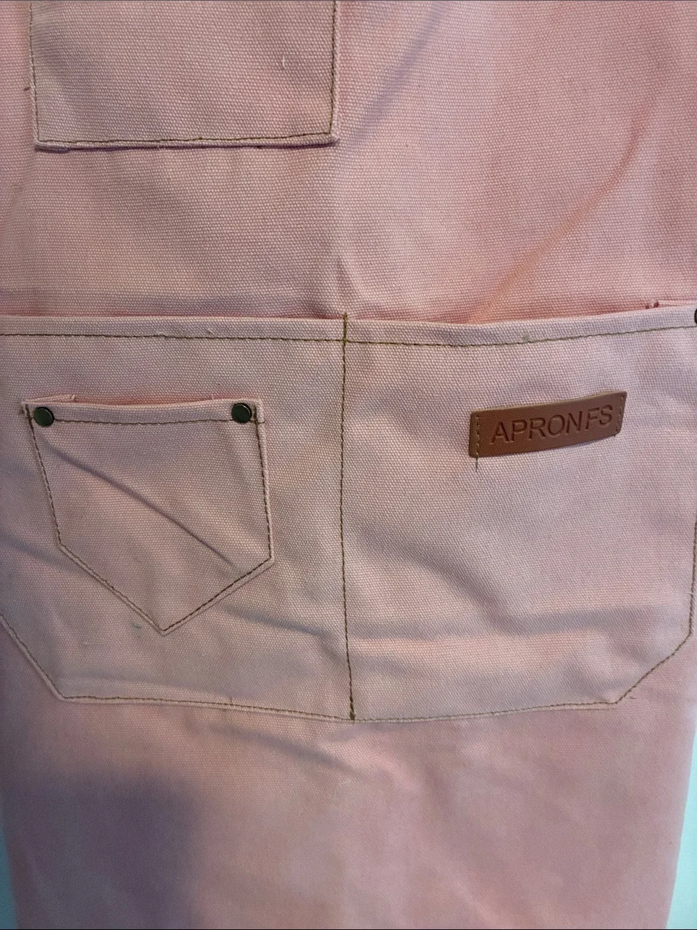 Pink Canvas Apron with Brown Leather Straps one size